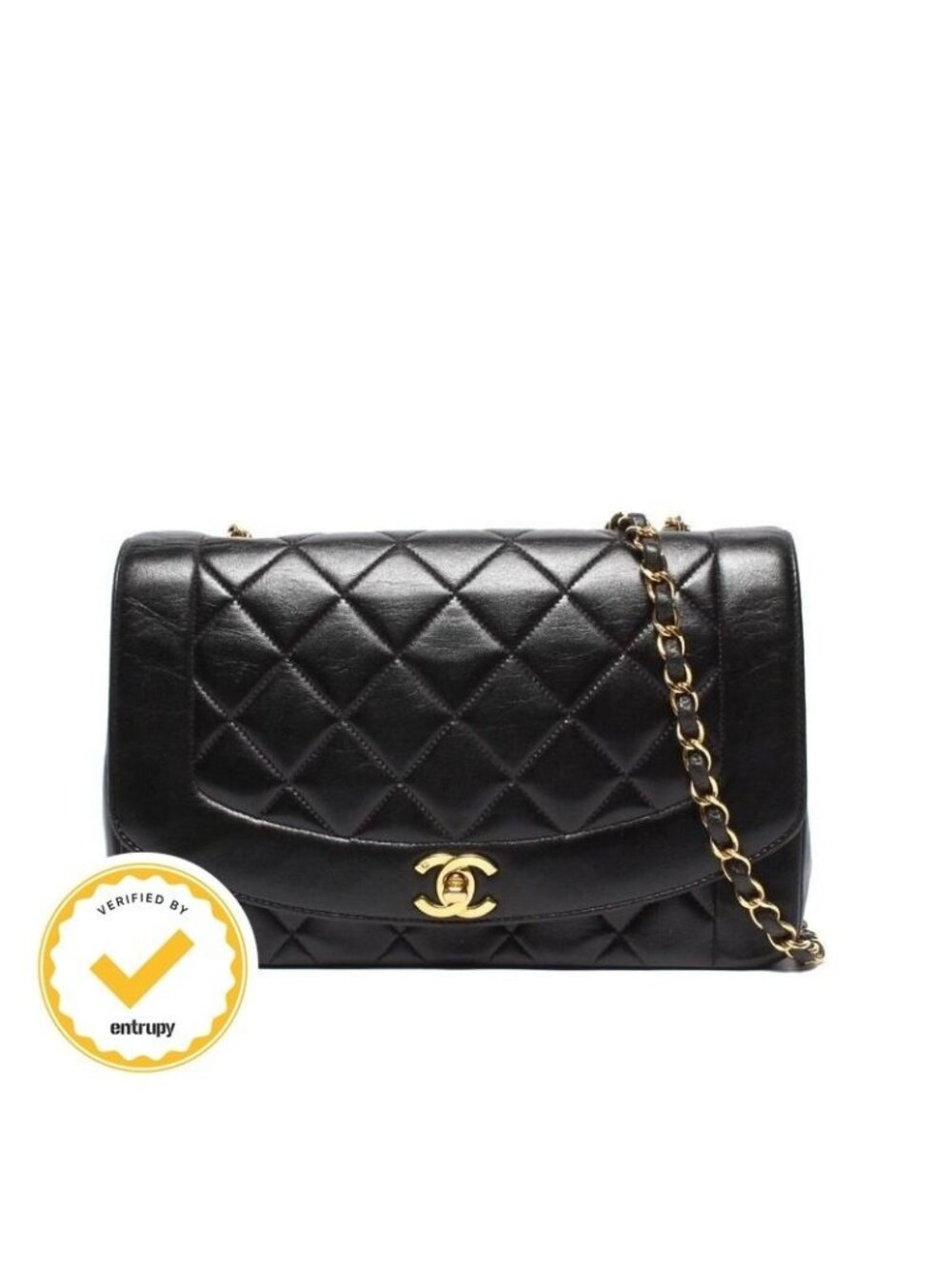 Chanel Chain Shoulder Bag Diana Flap Lambskin Gold Crossbody 25 Quilted
